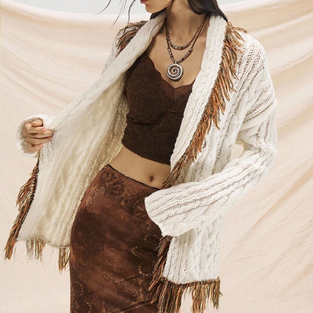 Multicolor Casual Women's Open Cardigan Sweater Coat